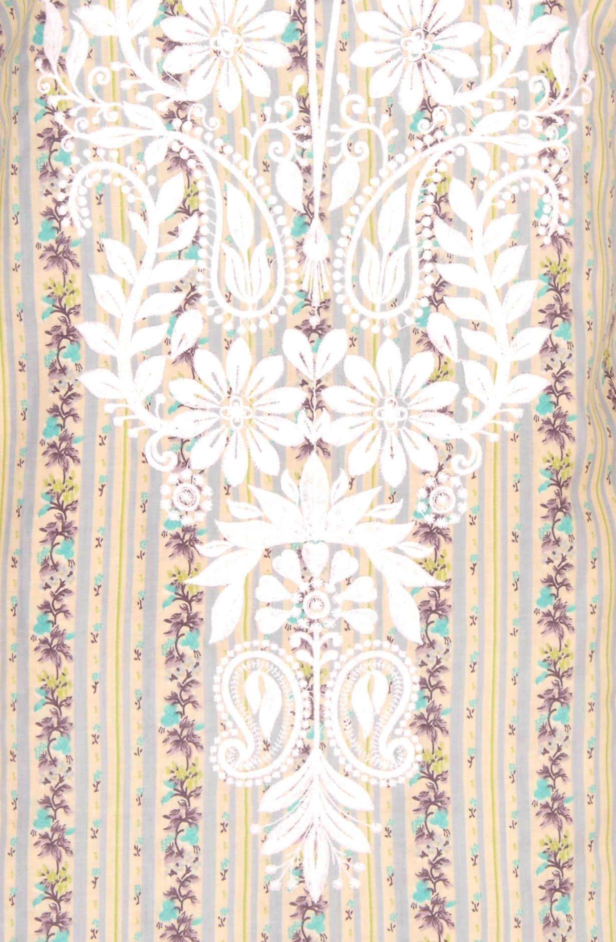 Grey Cotton Beautiful Embroidered Suit with Organza Dupatta - USPMUS1001