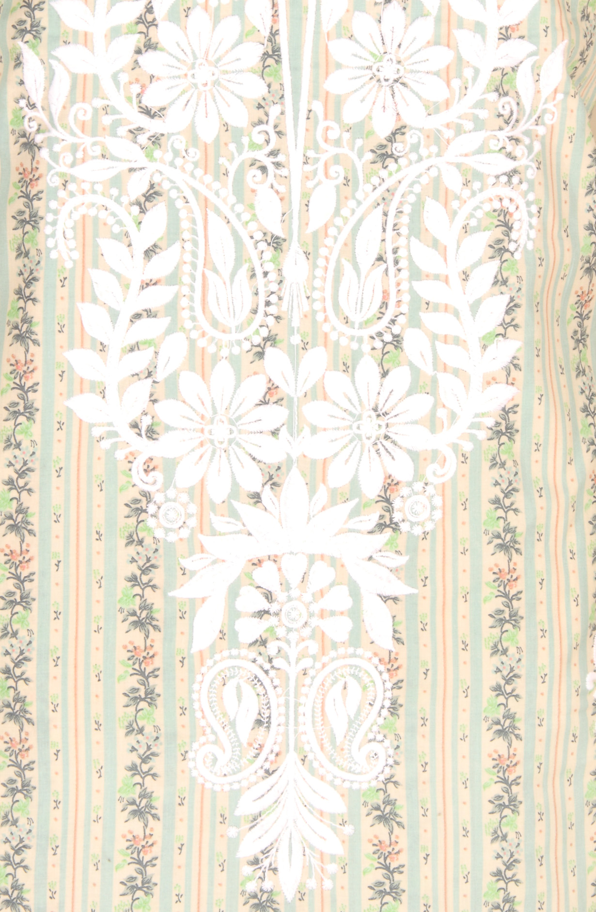 Green Cotton Beautiful Embroidered Suit with Organza Dupatta - USPMUS1001B