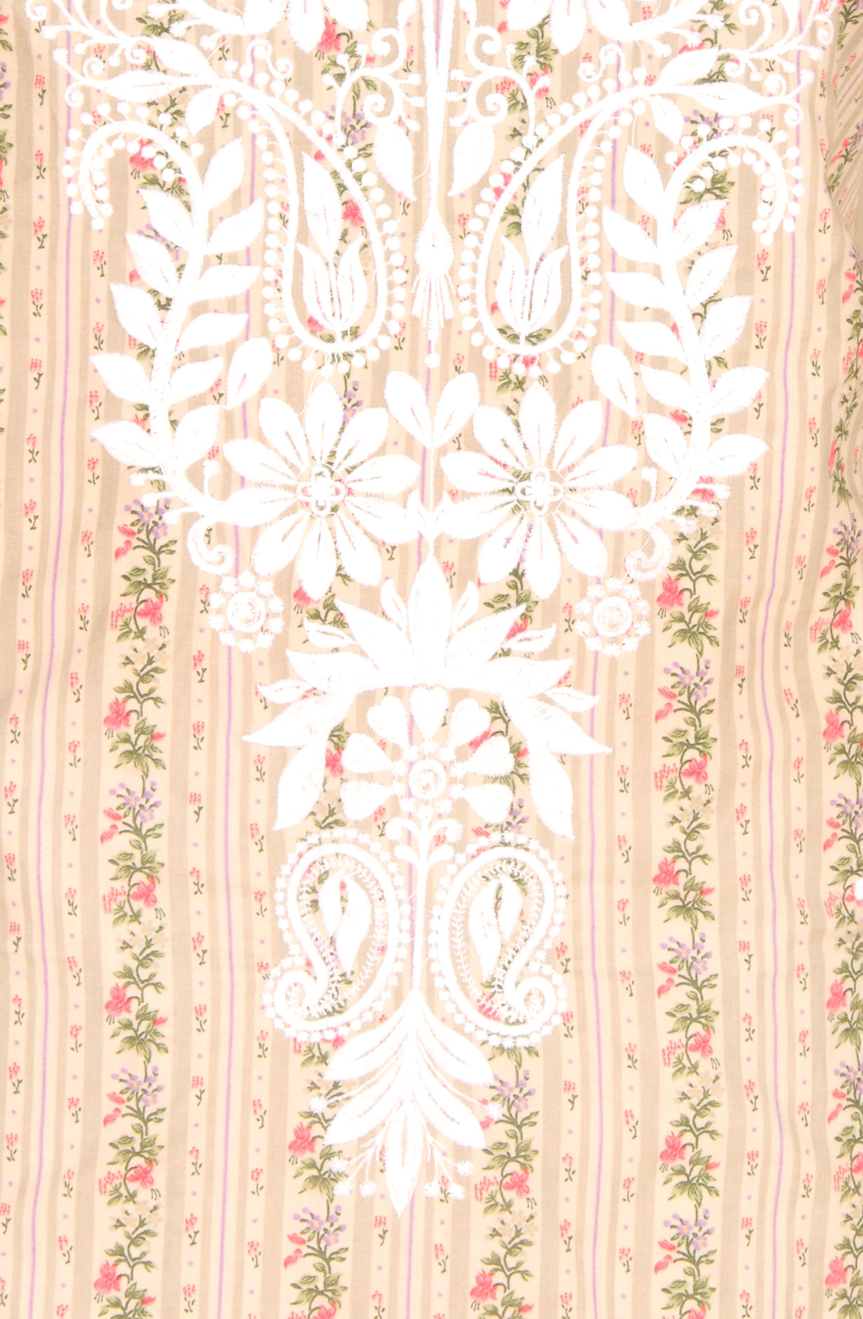 Beige Cotton Beautiful Embroidered Suit with Organza Dupatta - USPMUS1001C