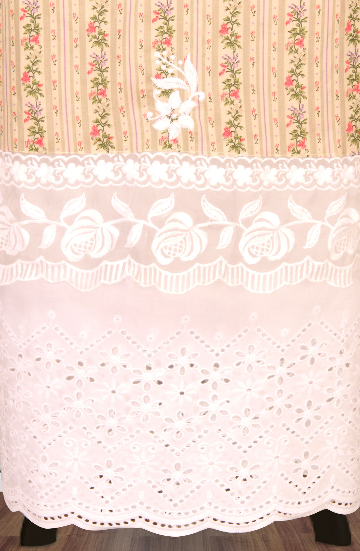 Beige Cotton Beautiful Embroidered Suit with Organza Dupatta - USPMUS1001C