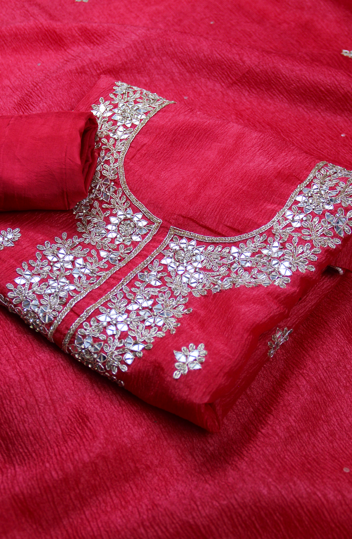 Rani Pink Tissue Organza Suit with Embellished Work Dupatta - USPRSS127A