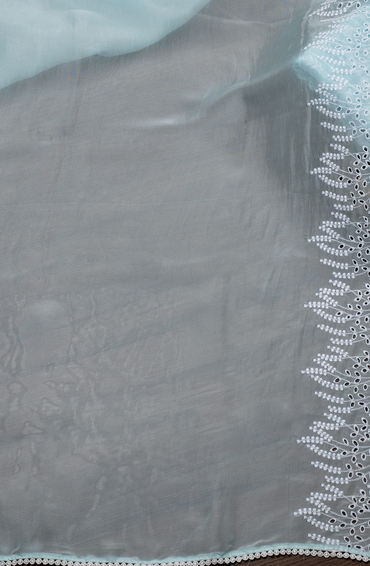 Sky Blue Linen Beautiful Embroidered Suit with Organza Dupatta - VAR1201A