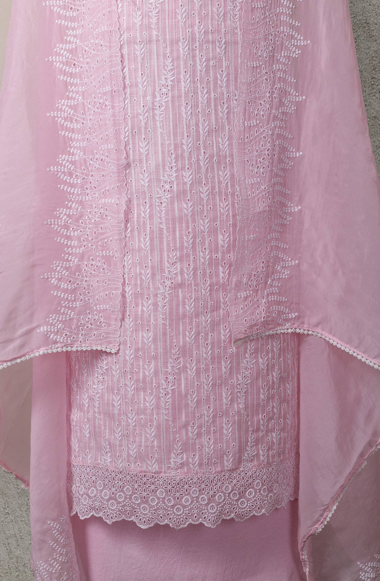 Baby Pink Linen Beautiful Embroidered Suit with Organza Dupatta - VAR1201D