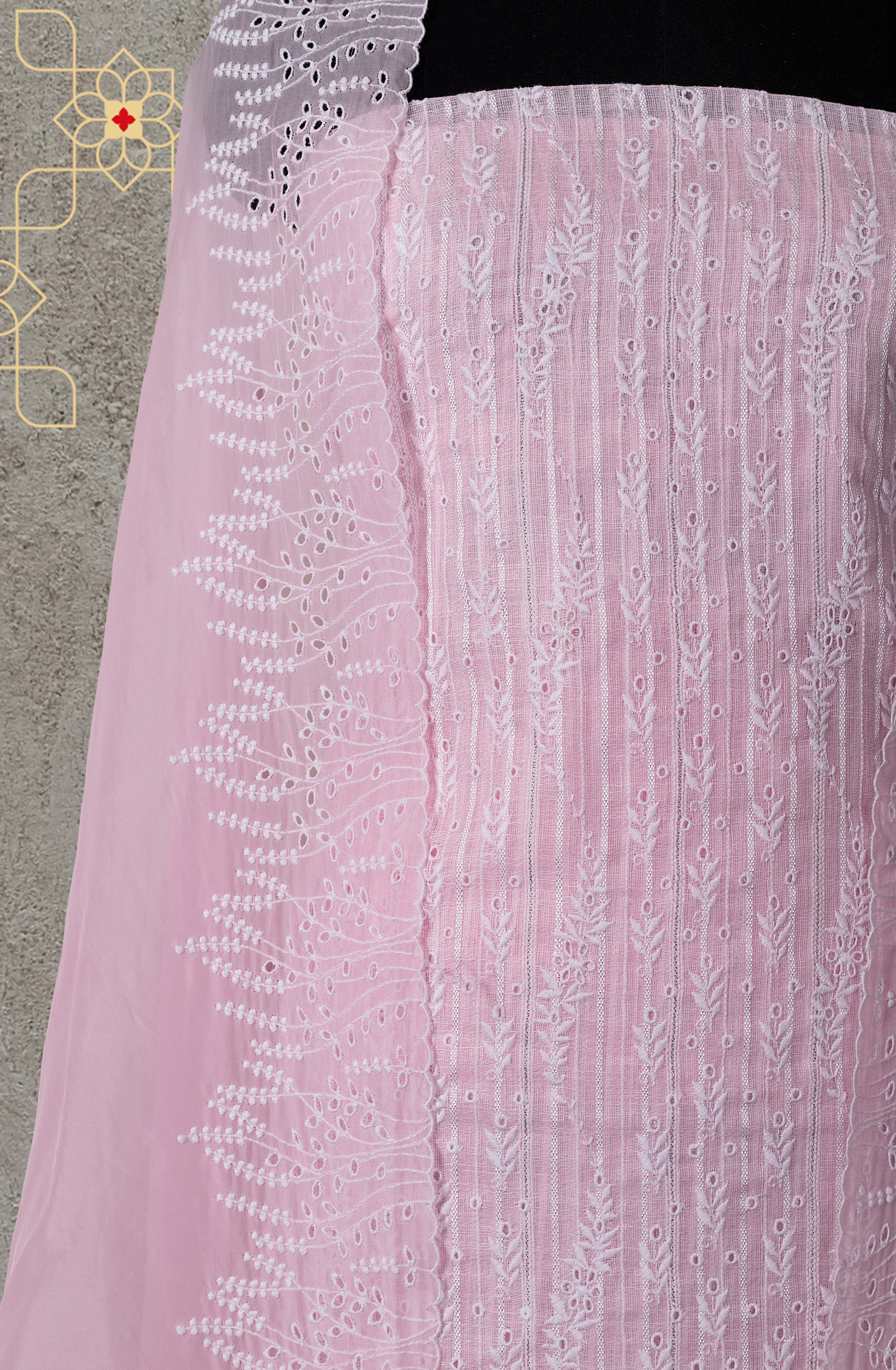 Baby Pink Linen Beautiful Embroidered Suit with Organza Dupatta - VAR1201D
