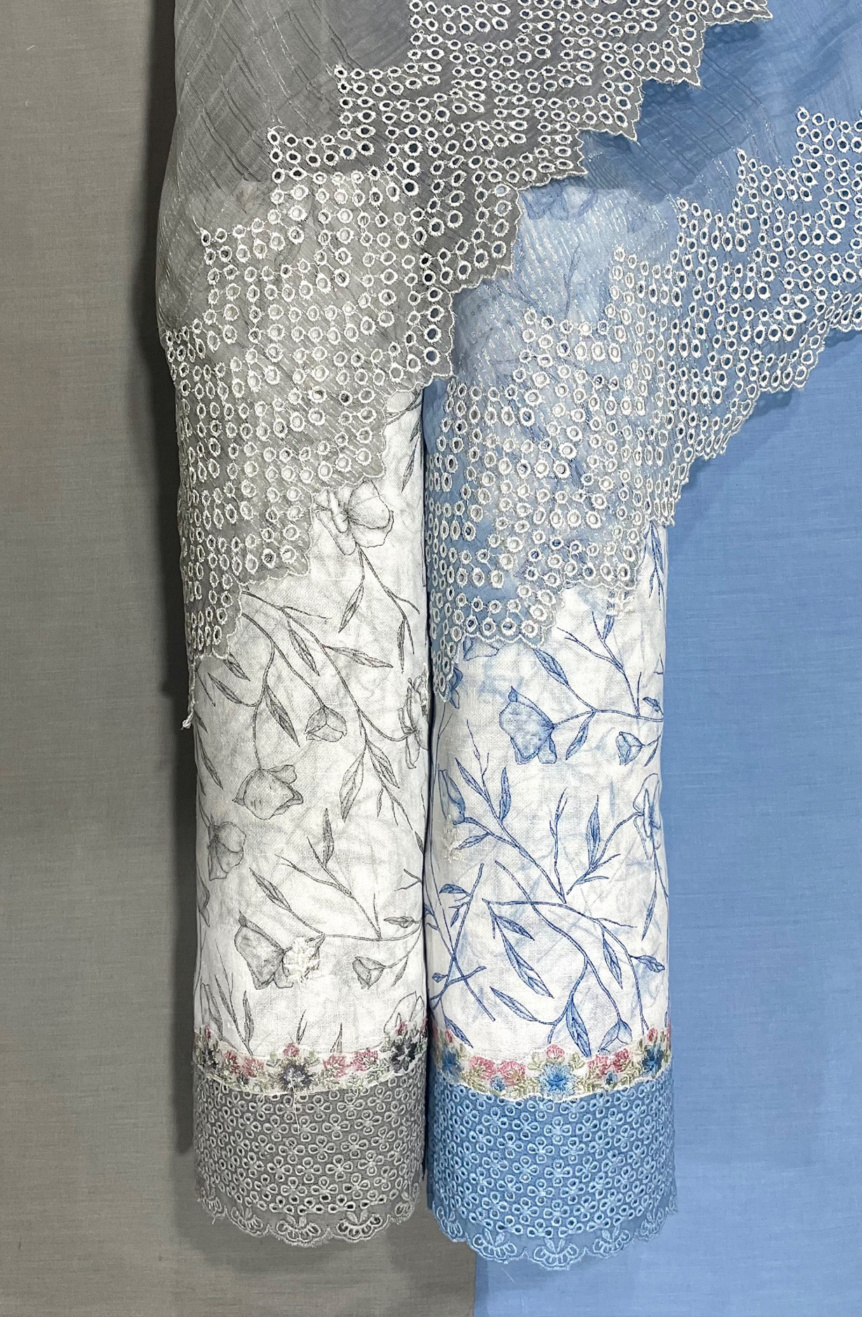 Blue Printed Linen Suit Set- VINPIM53A