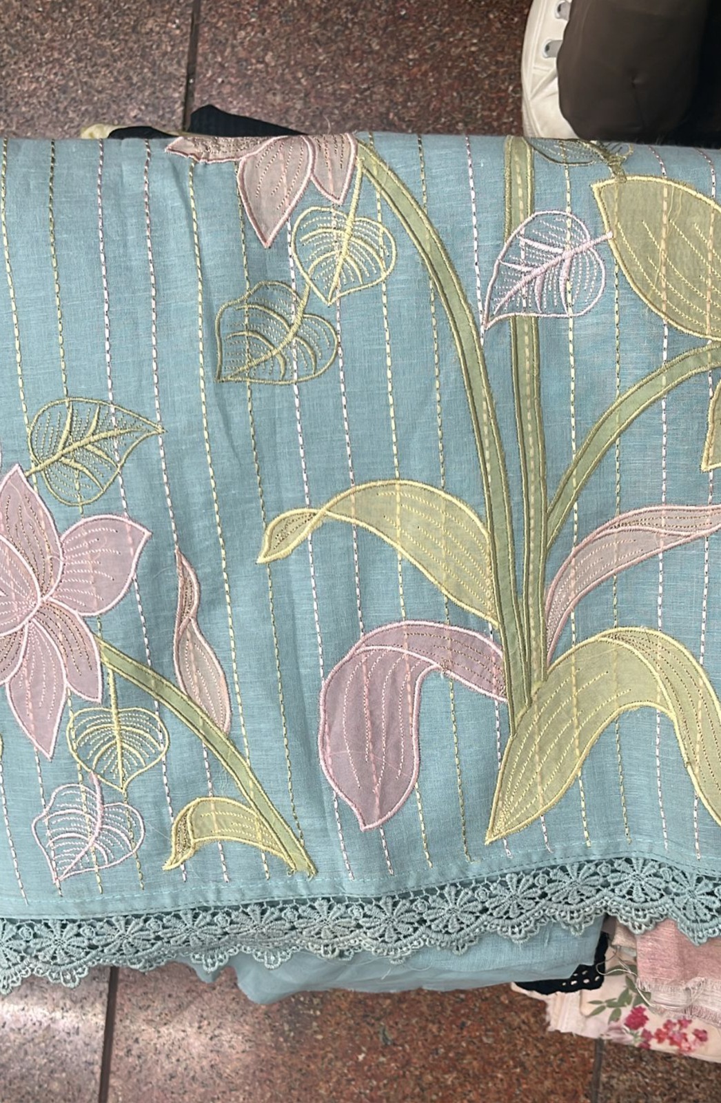 Blue Linen Suit with Beautiful Dupatta - R157-SPR1906