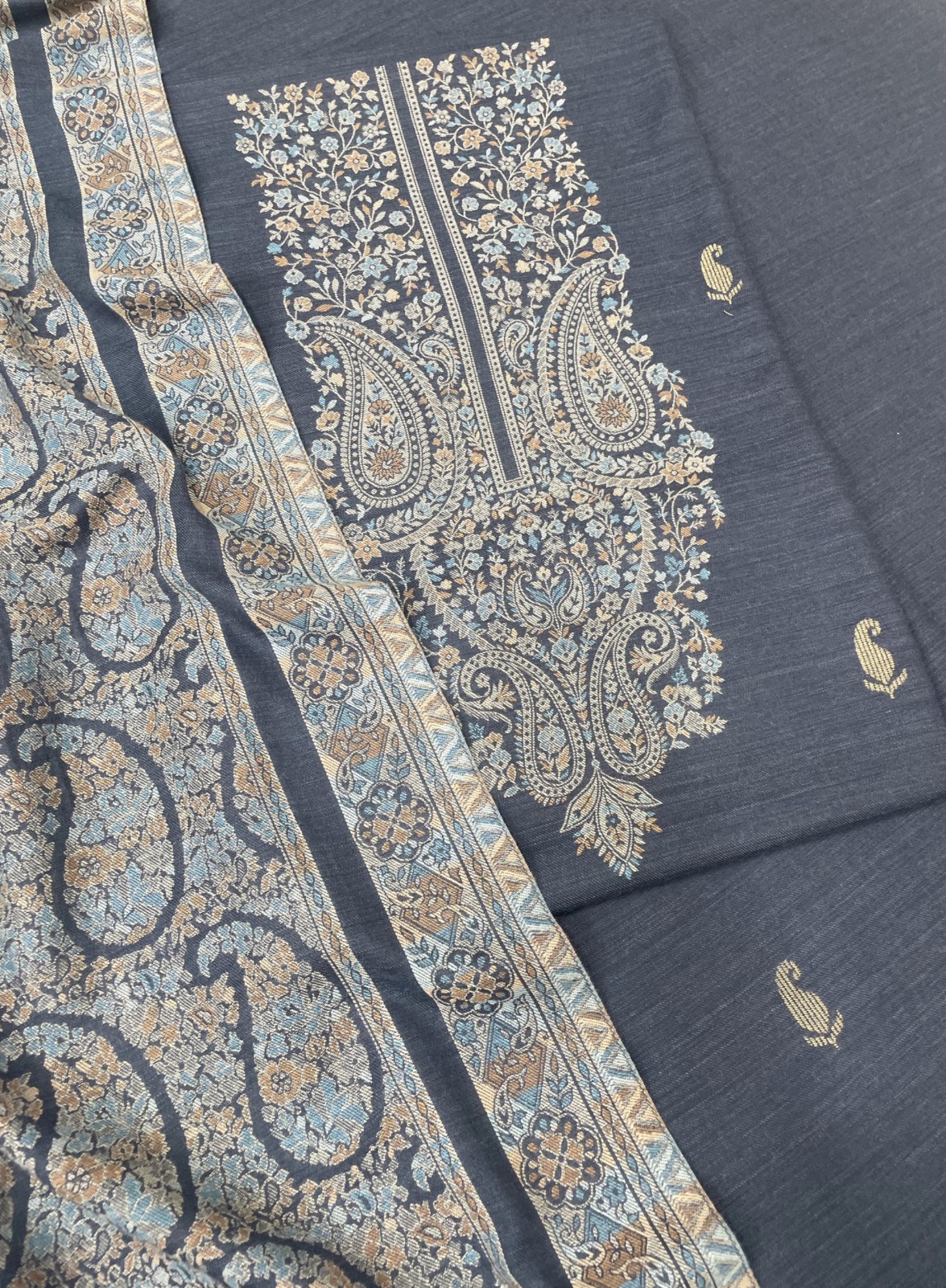 Pure Woolen Pashmina Jacquard Salwaar Kameez with Pashmina Shawl- PAS1701C