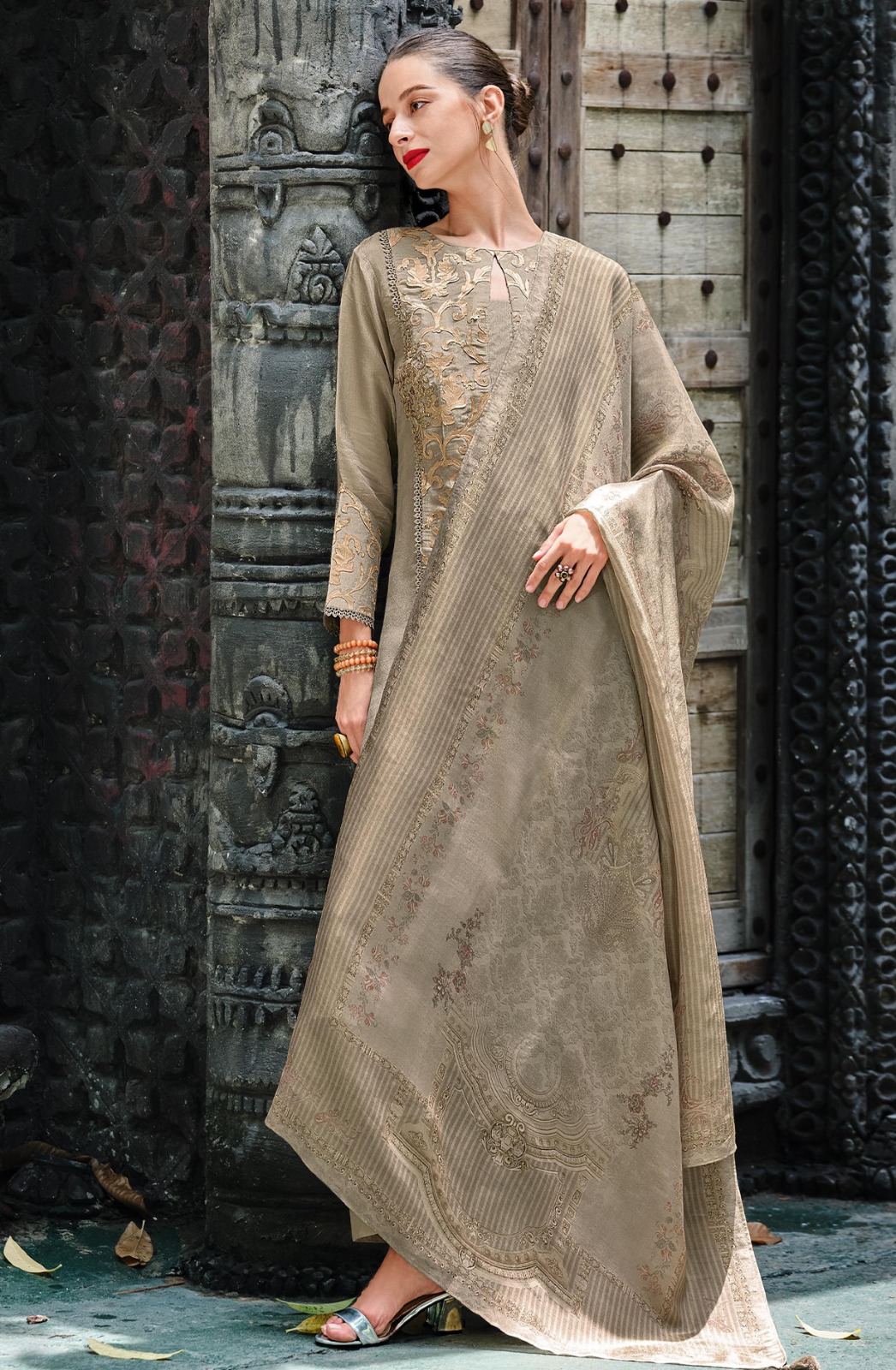 Viscose Embroidered Suit Set with Dupatta - ZEYZE02