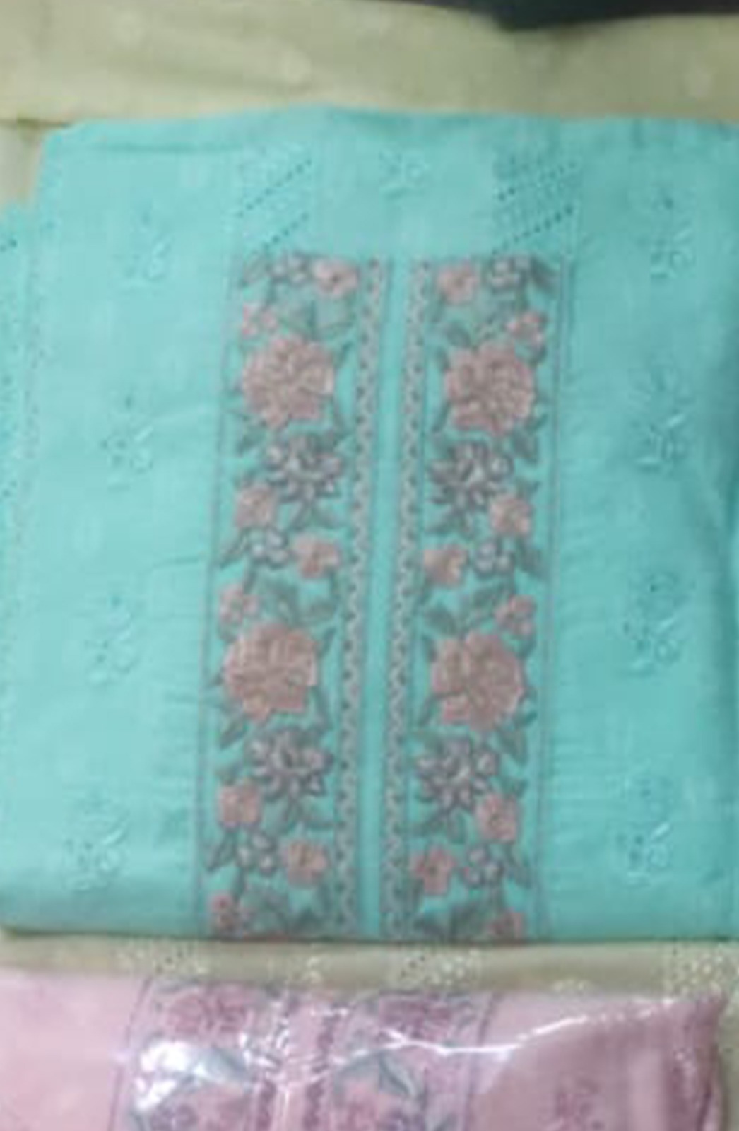 Blue Cotton suit set with Chiffon Dupatta - EMR2386B