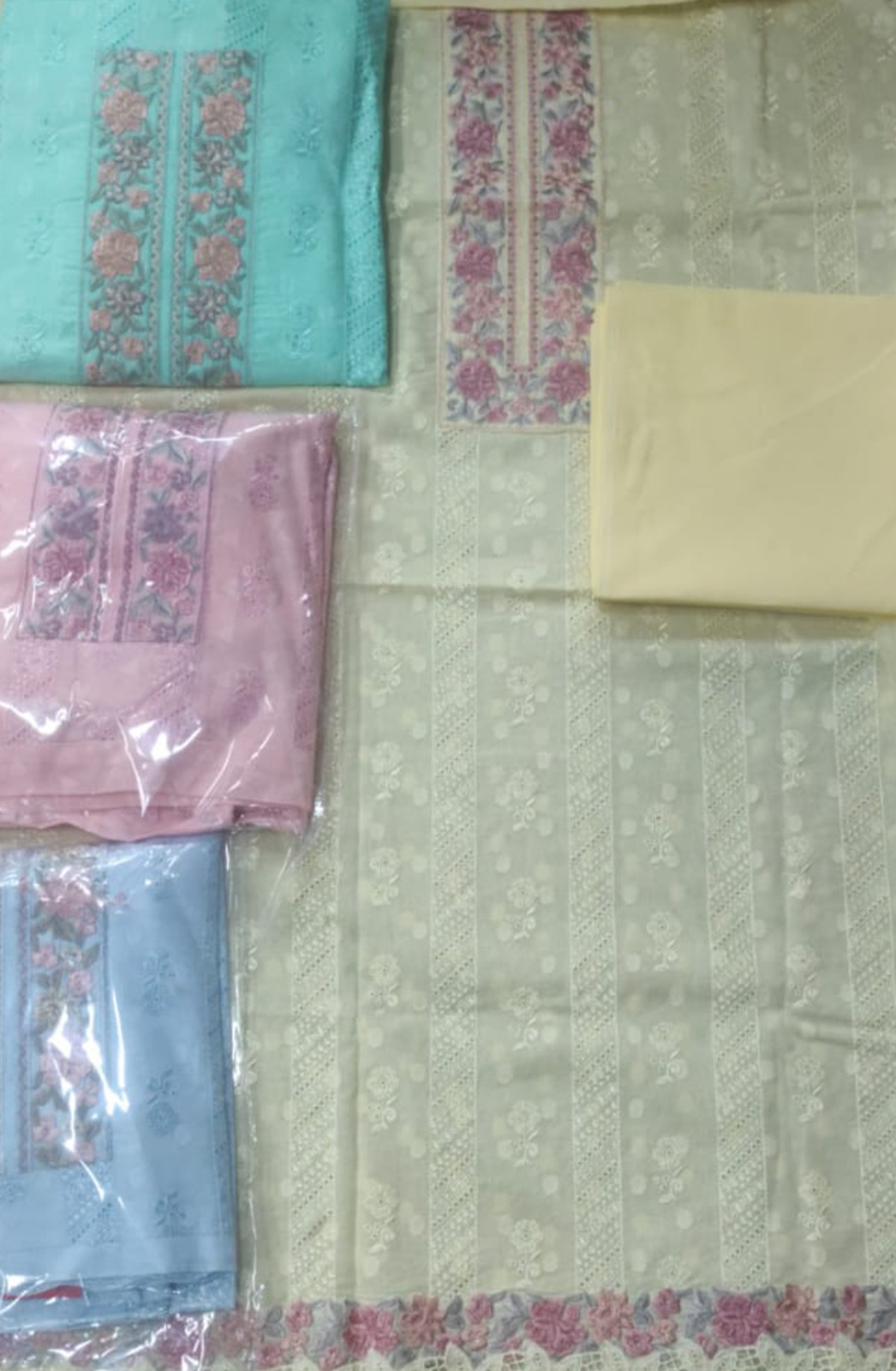 Yellow Cotton suit set with Chiffon Dupatta - EMR2386A