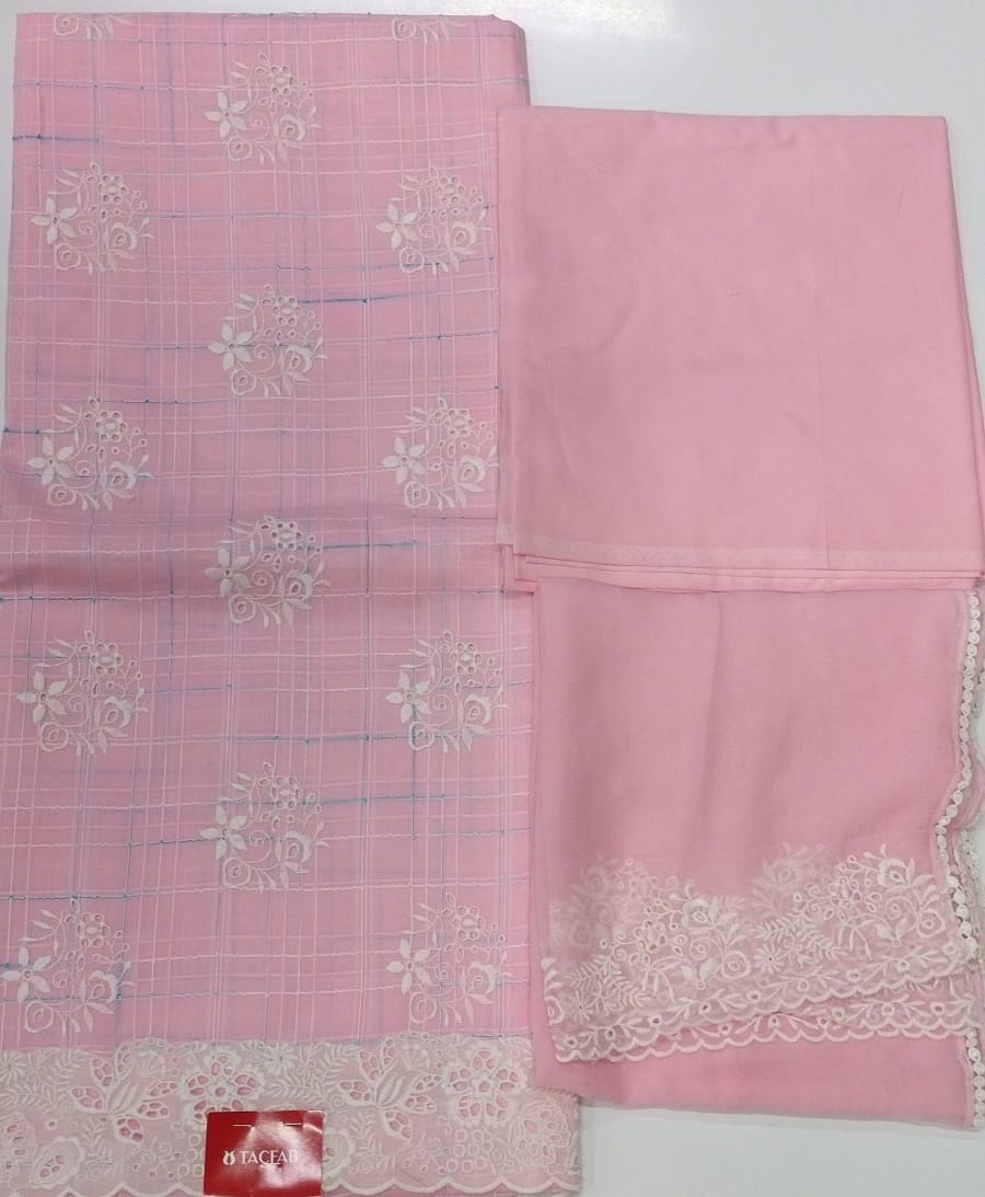Pink Cotton suit set with Chiffon Dupatta - MIS1401C