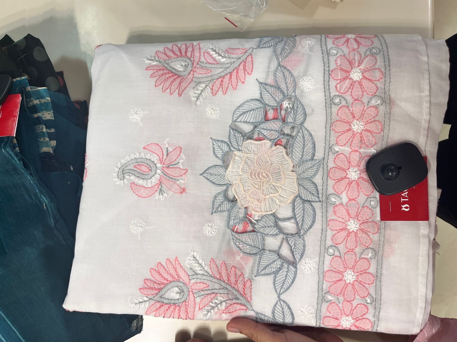 Grey Cotton Suit Set with Dupatta - EMBCOT31-1B