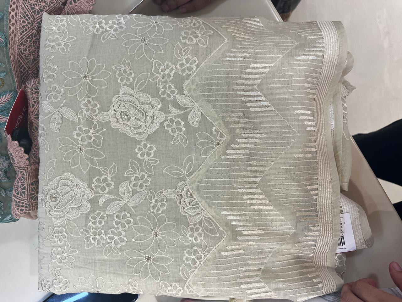 Cream Suit Set with Dupatta - CHNCTN115-1A