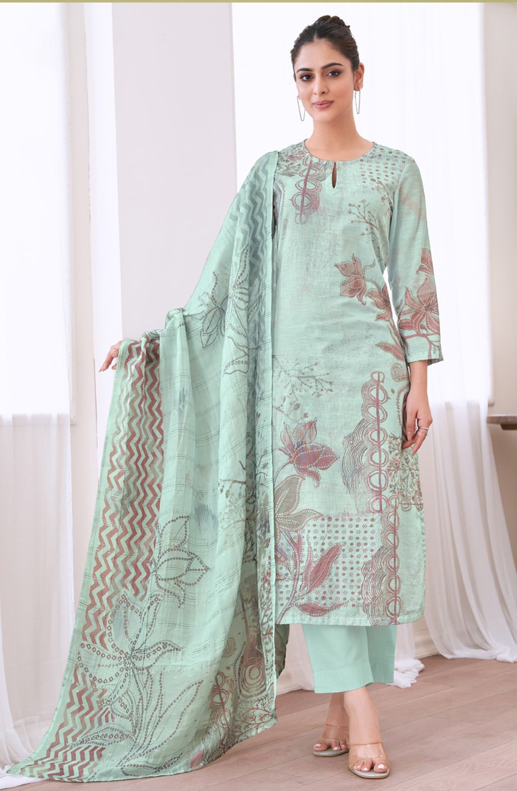 Firozi Digital Printed Cotton Suit Set - AAS912
