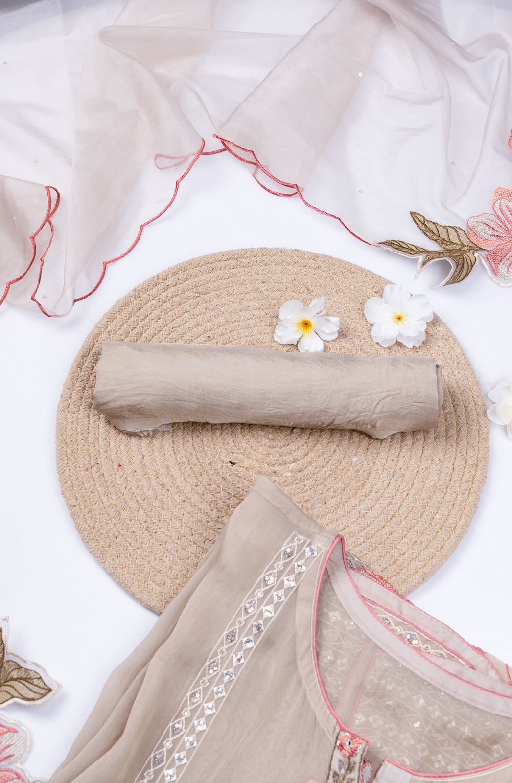 Grey Organza Beautiful Suit Set with Dupatta - 669-18327