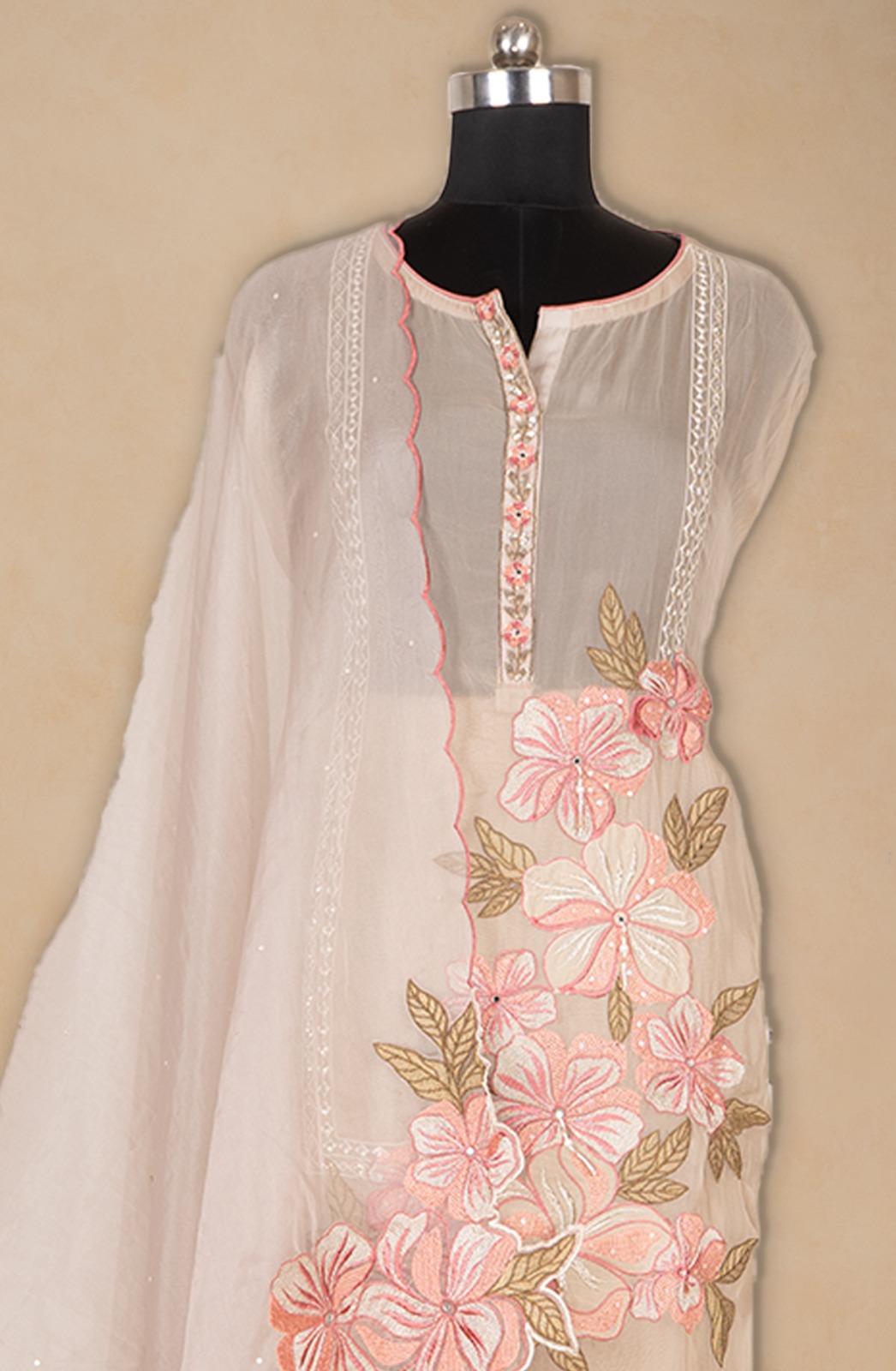 Grey Organza Beautiful Suit Set with Dupatta - 669-18327