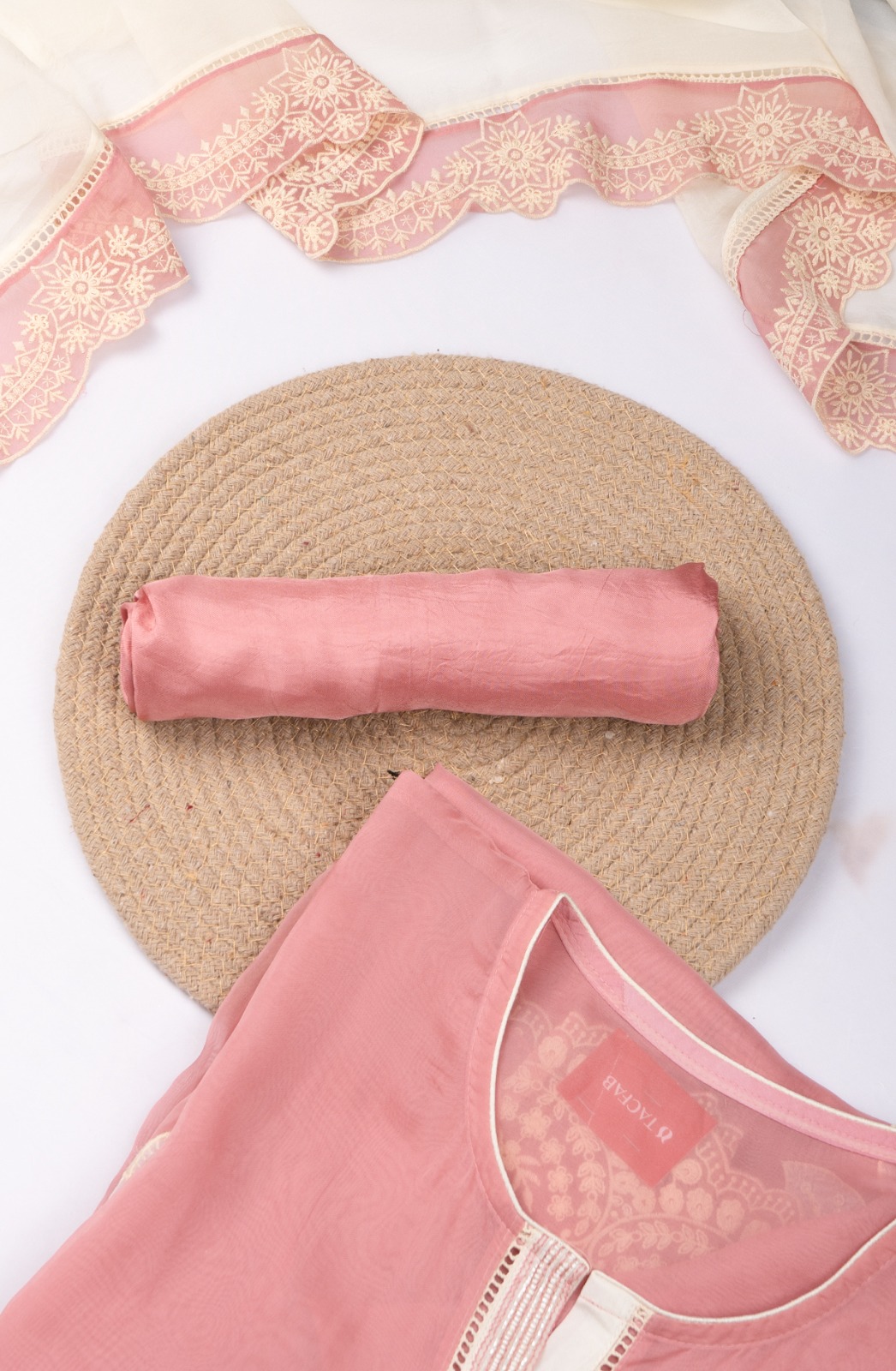 Pink Organza Beautiful Suit Set with Dupatta - 669-18839A