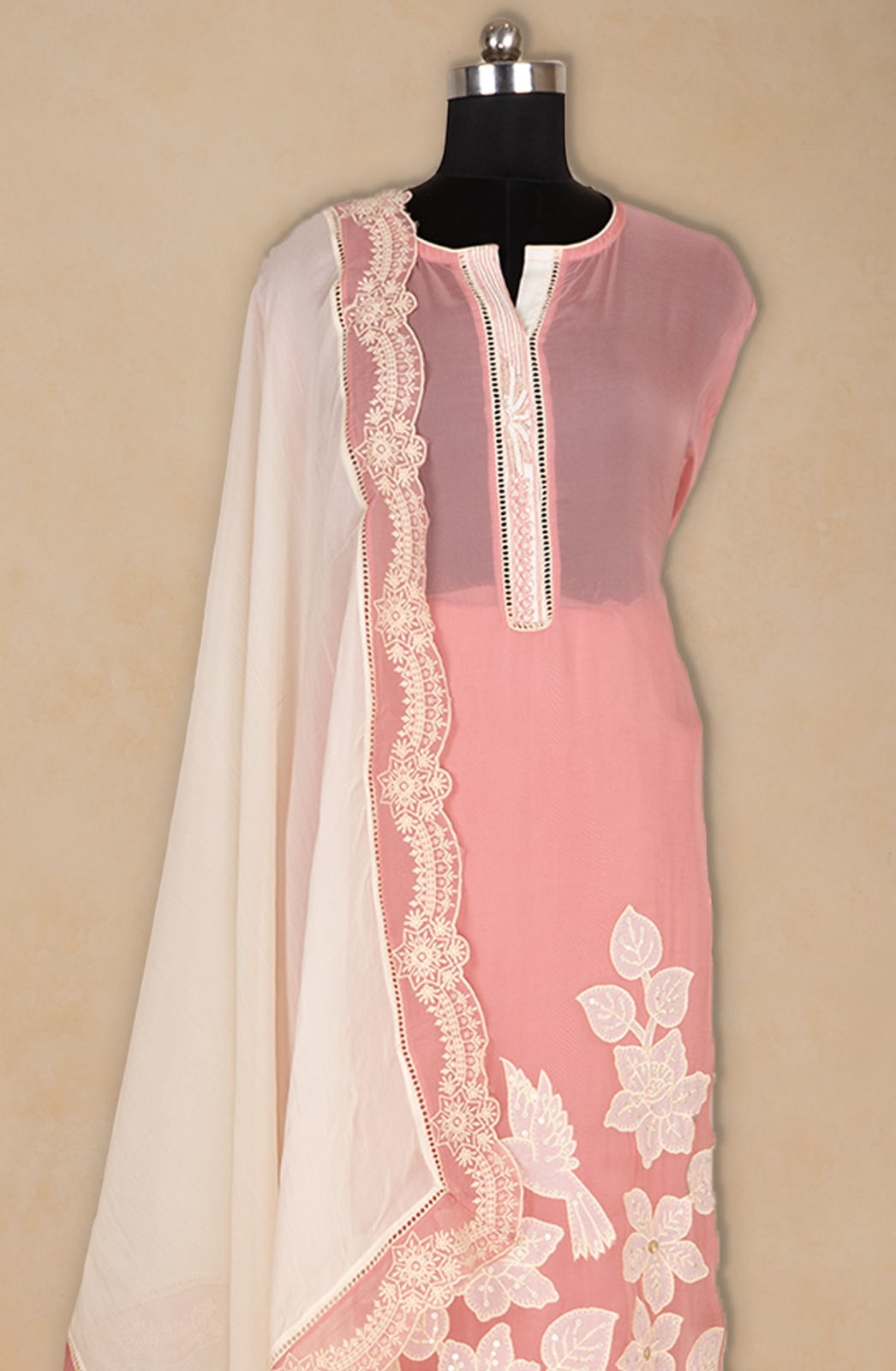 Pink Organza Beautiful Suit Set with Dupatta - 669-18839A