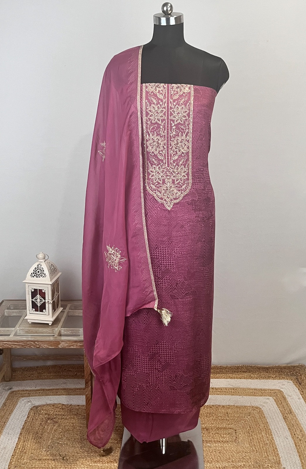 Purple Silk Suit Set with Silk Dupatta - ASM2242A