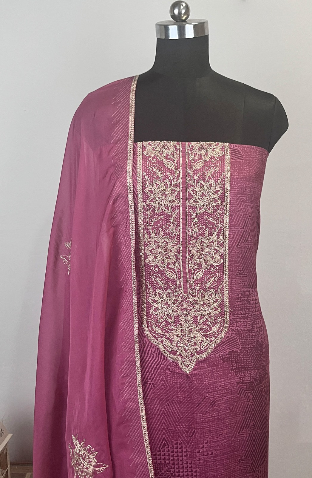 Purple Silk Suit Set with Silk Dupatta - ASM2242A