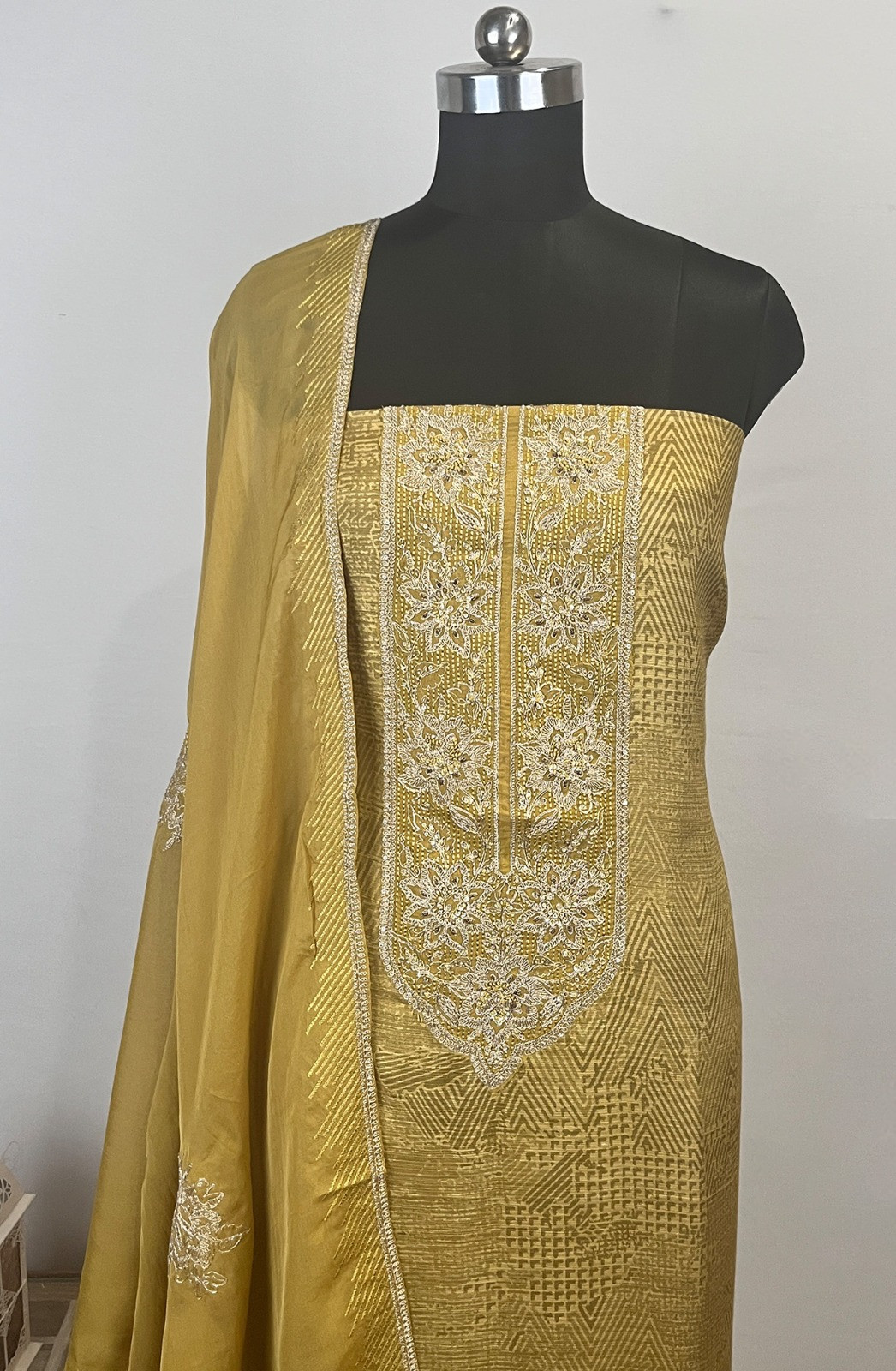 Yellow Silk Suit Set with Silk Dupatta - ASM2242B
