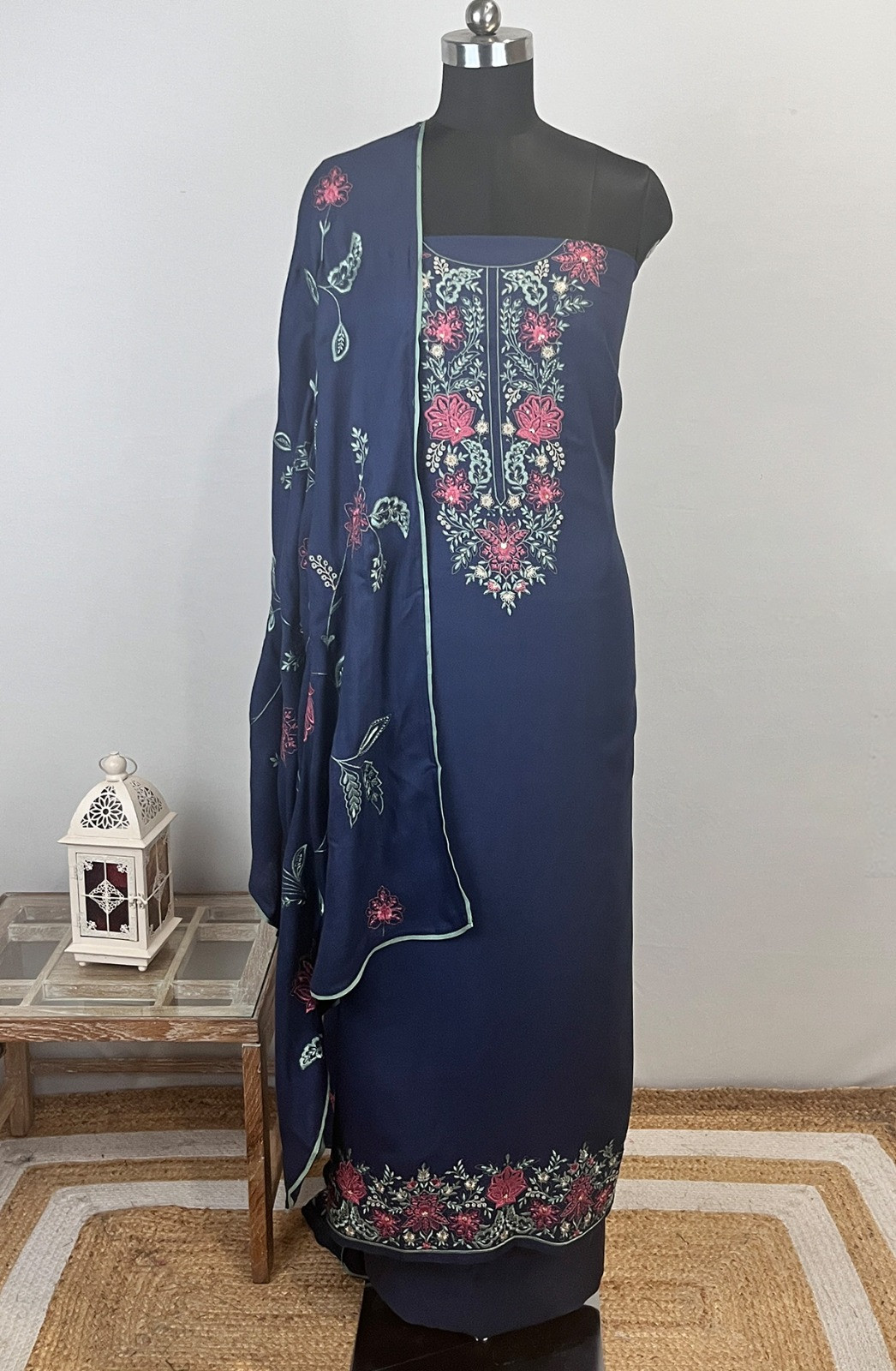 Blue Spun suit set  with Spun Dupatta- WEPSH1018-2A