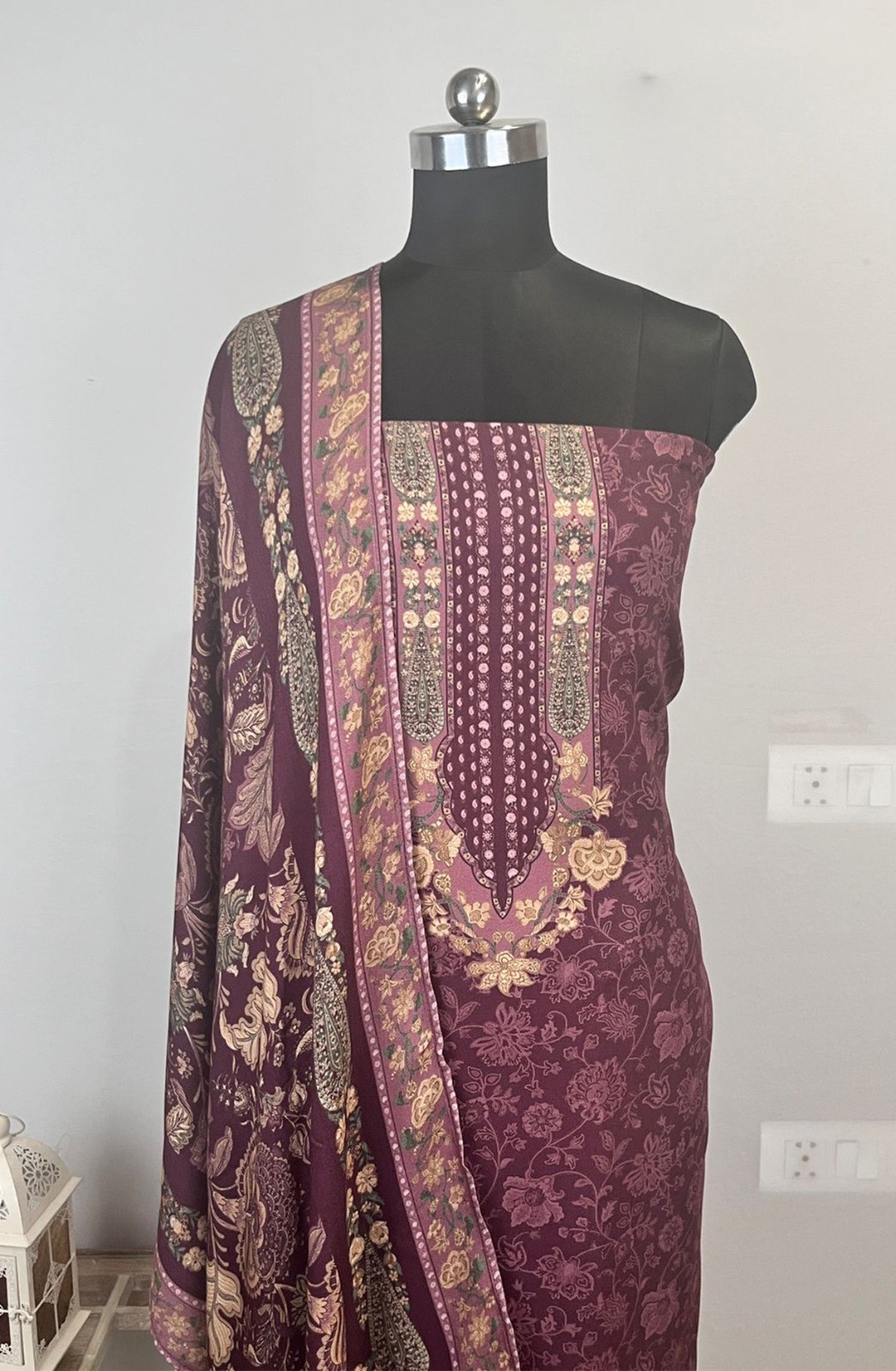 Purple Spun Printed Suit Set with Dupatta - WEPSH1019-2A