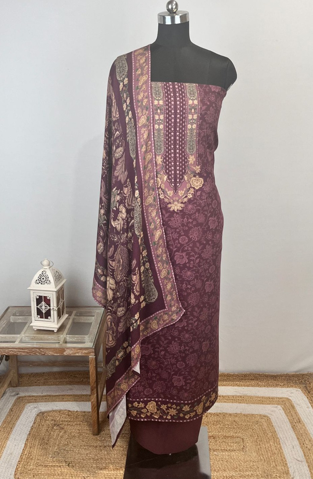 Purple Spun Printed Suit Set with Dupatta - WEPSH1019-2A