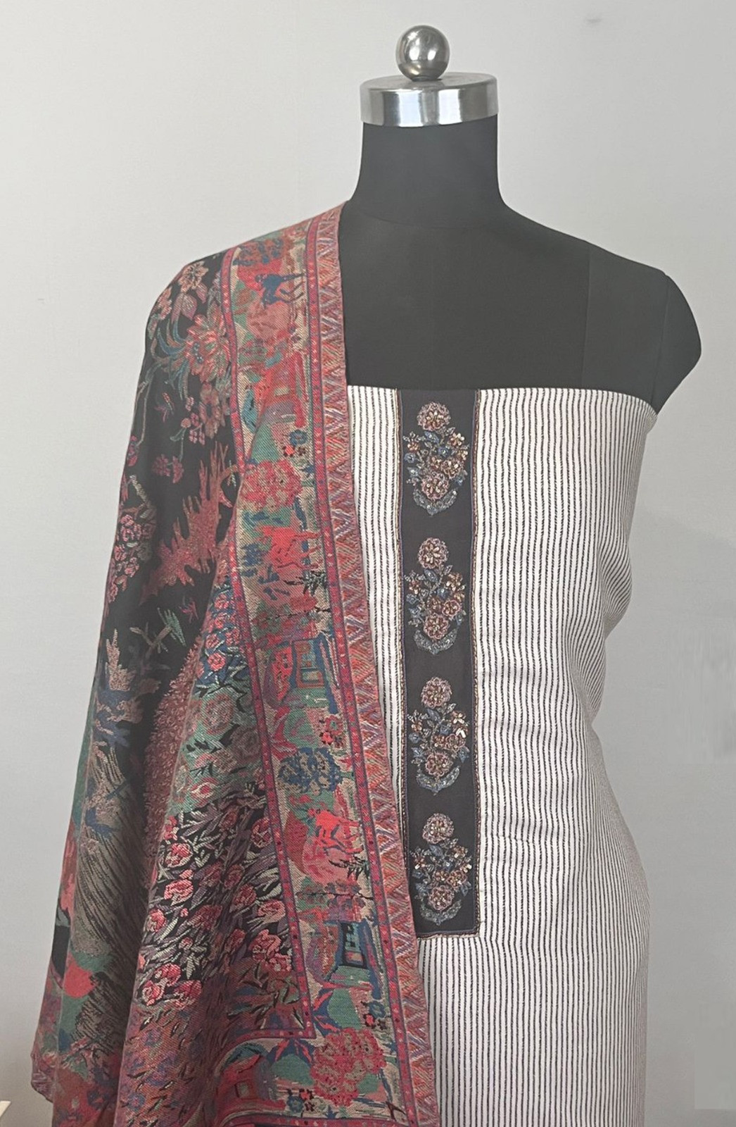 Off- White Spun Suit Set with Dupatta - WEPSH1019-1A