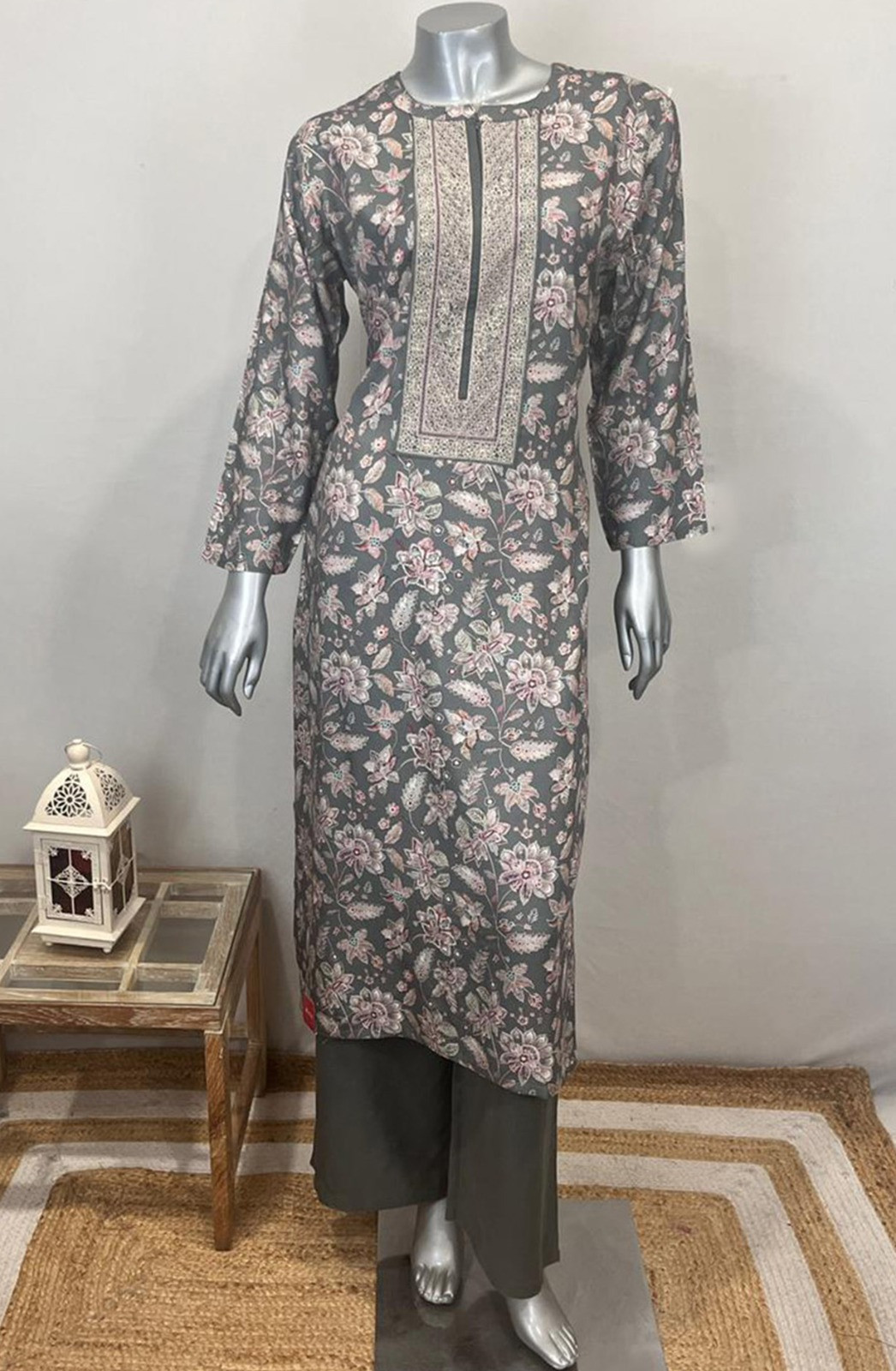 Grey Pashmina Beautiful Top and Bottom - R157-RTW31