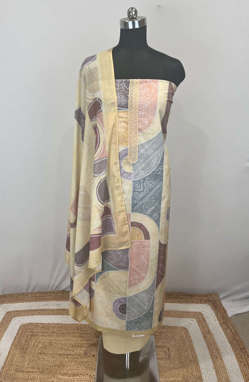 Yellow Cotton Suit set with Cotton Dupatta- RID1205