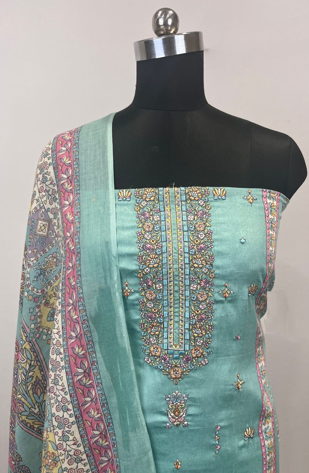 Firozee Cotton Suit set with Cotton Dupatta- NOO1103