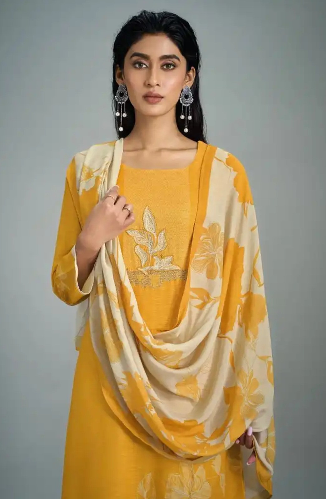 Mustard Cotton Digital Printed Suit Set with Dupatta - GAT11091D
