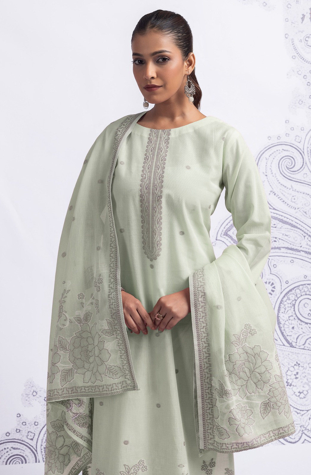 Pista Cotton Suit Set with Beautiful Dupatta - 1020-4925