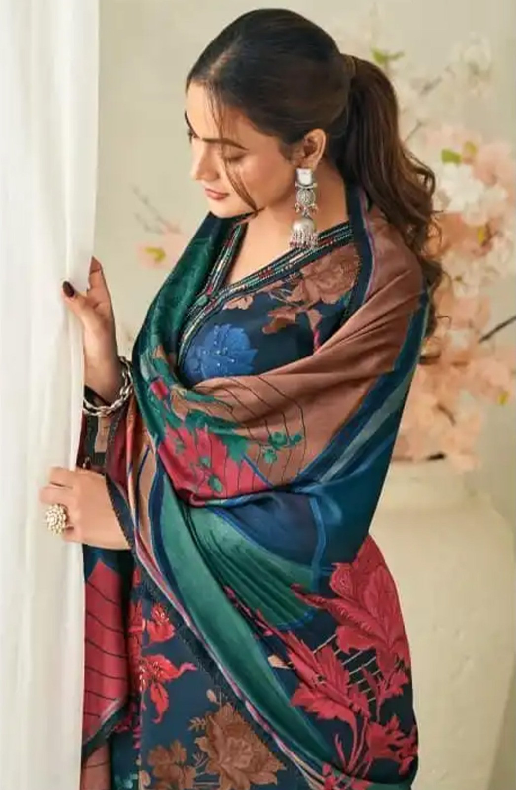 Blue cotton beautiful Unstitched Suit Set with Dupatta - MEH10463