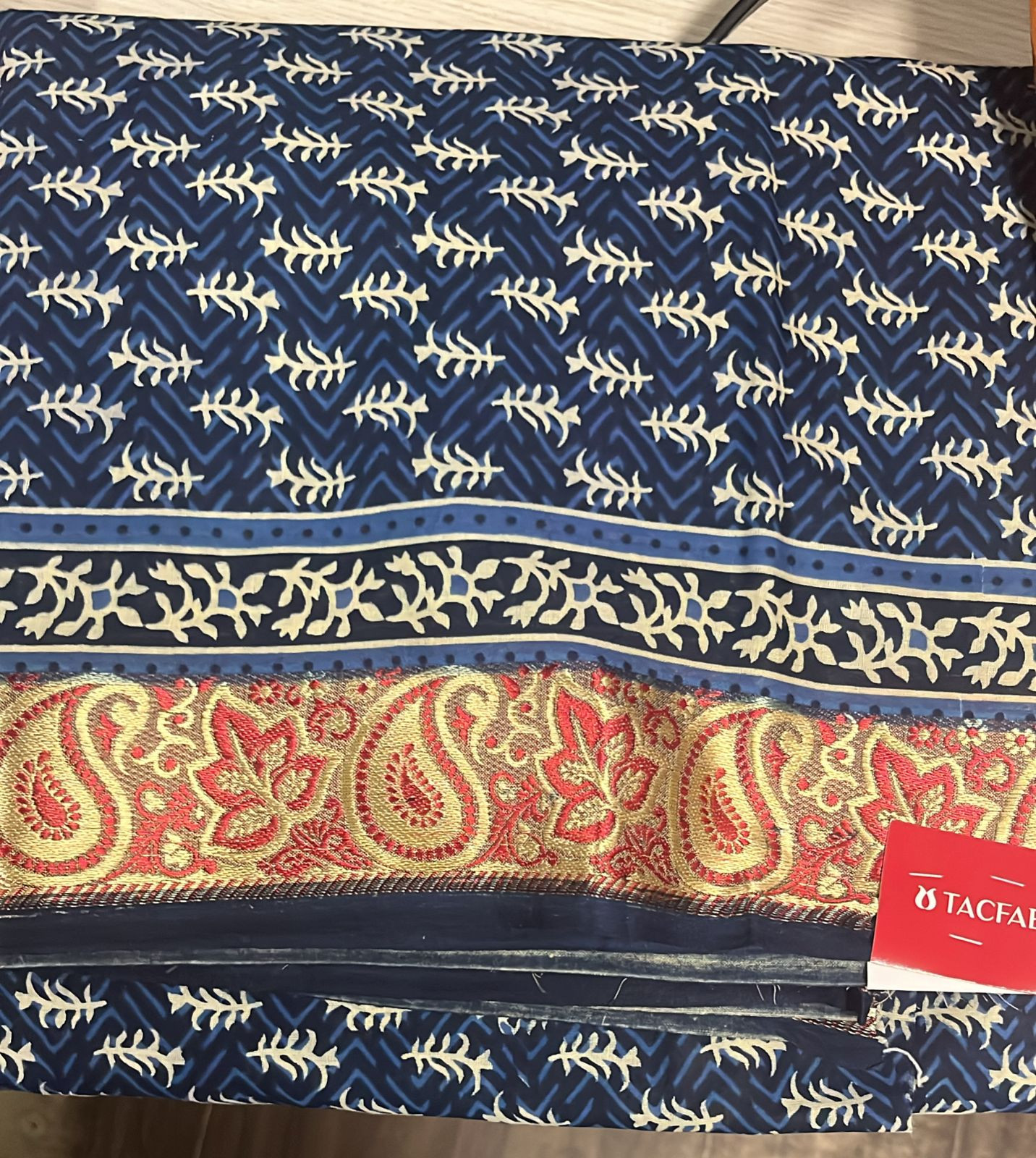 Blue  cotton beautiful Unstitched Suit Set with Dupatta - 131-DEV BEAUTY