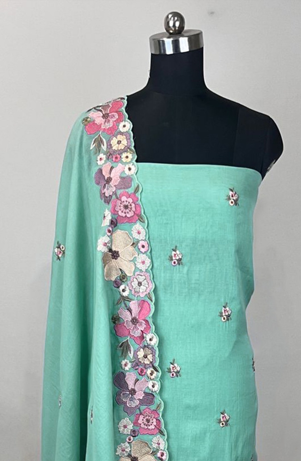 Blue Linen Unstitched Beautiful Suit Set with Dupatta - 131-EE5242A