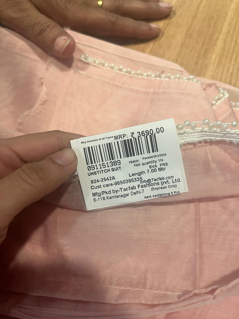 Pink Mul Chanderi Unstitched Beautiful Suit Set with Dupatta - 824-2542A