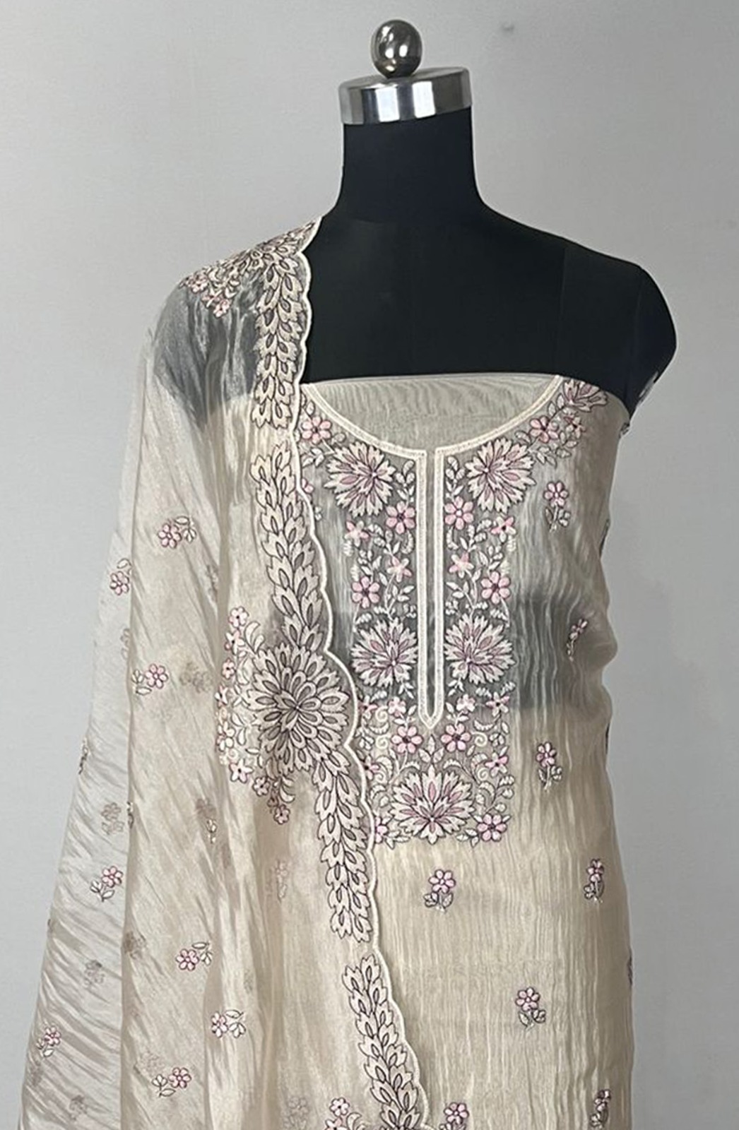 Pink Mul cotton Beautiful Suit Set with Mul cotton Dupatta - 1020-5893C