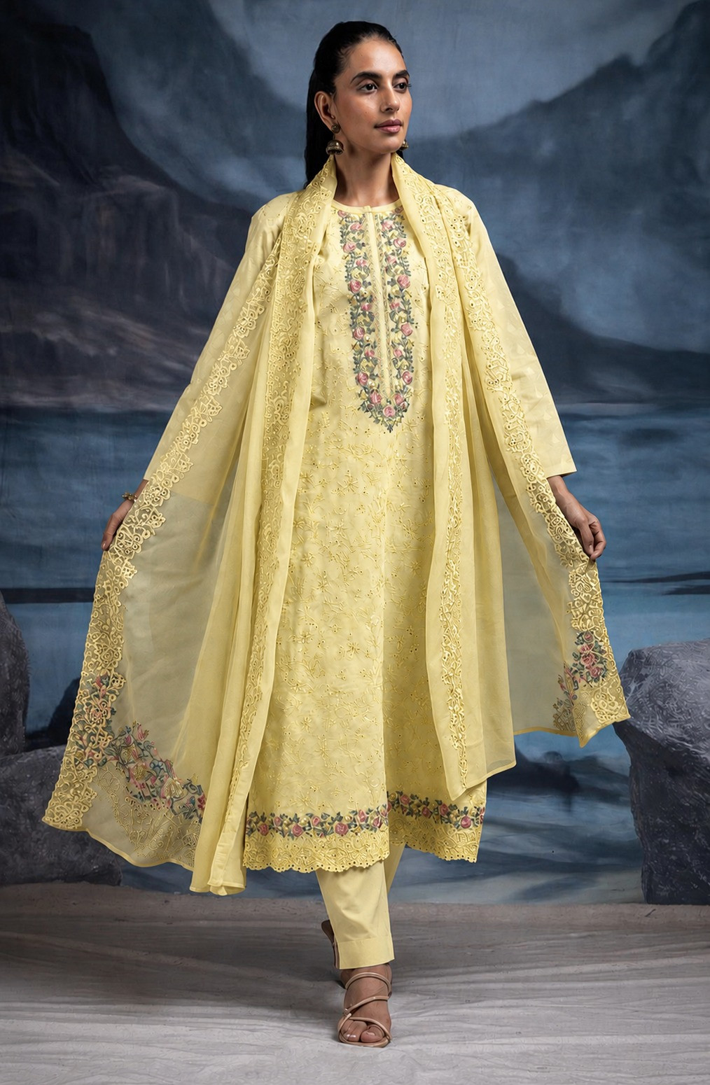 Mustard Pure Cotton Butta Beautiful Suit Set with Dupatta - TANNSF133C