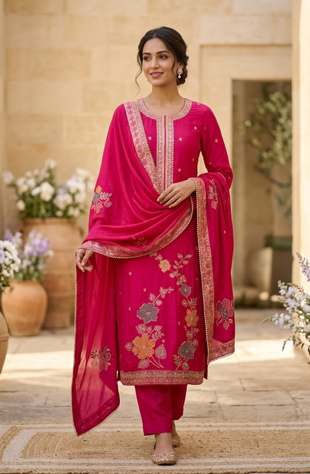 Rani Silk Unstitched Suit Set with Beautiful Rani Dupatta - 693-JFJ1129