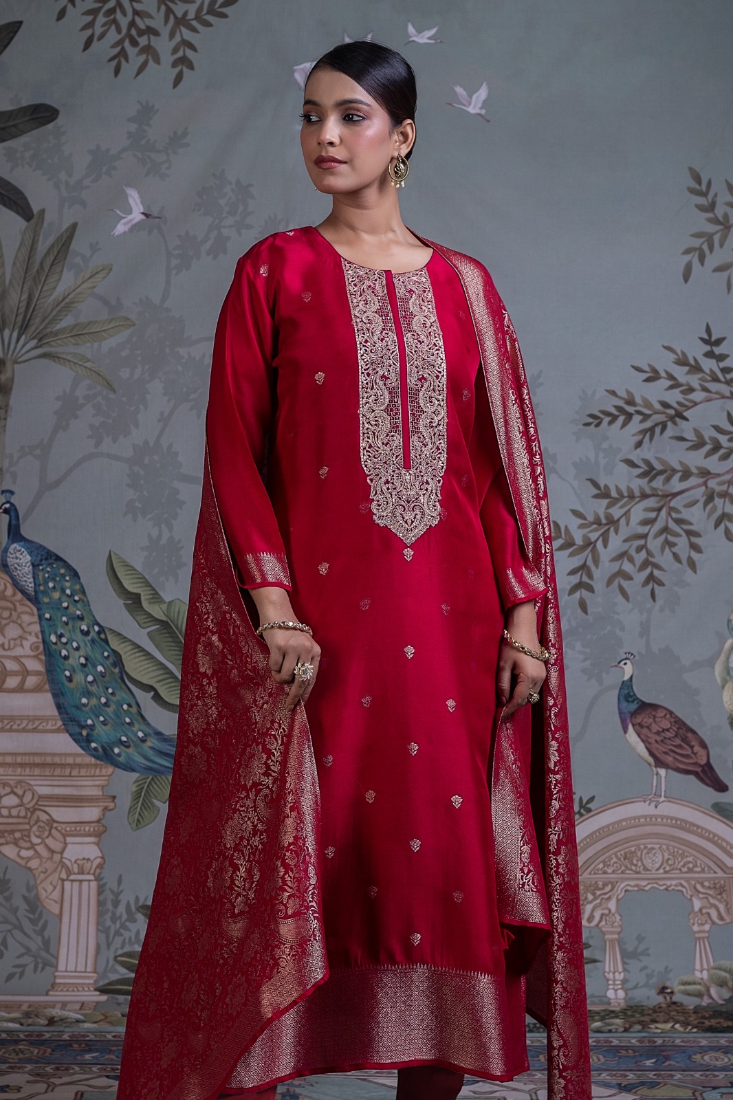 Rani Jacquard Silk Unstitched Suit Set with Dupatta - R157-SPR2800A