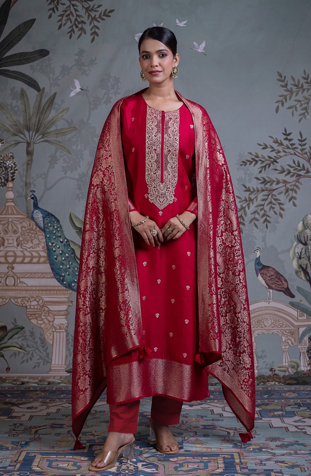 Rani Jacquard Silk Unstitched Suit Set with Dupatta - R157-SPR2800A