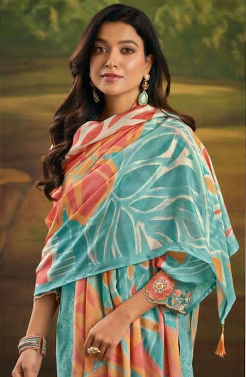 Firoze Cotton Block Print Unstitched Suit Set with Dupatta - BUN10488