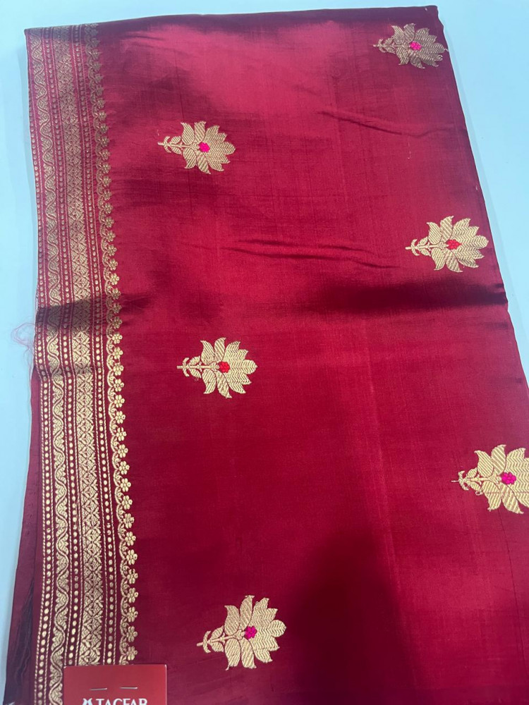 Image of Red Pure Silk Exclusive Unstitched Suit with Beautiful Pure Silk Dupatta -  SVACHN1329-1C