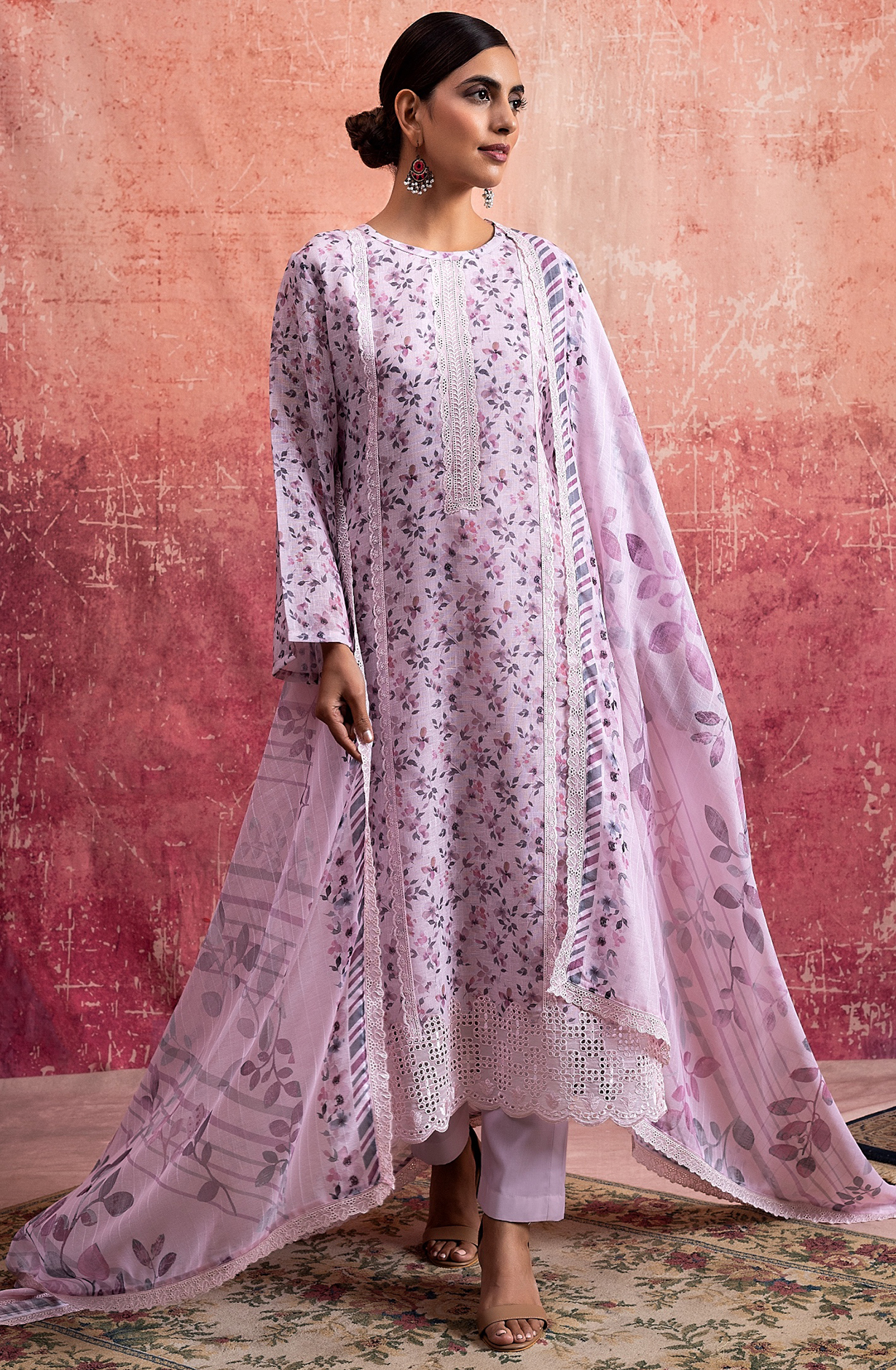 Baby Pink Linen Exclusive Unstitched Salwar Kameez with Dupatta - WHI2137B