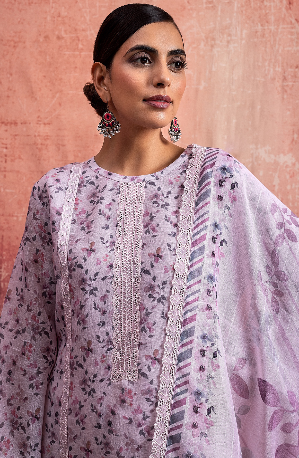 Baby Pink Linen Exclusive Unstitched Salwar Kameez with Dupatta - WHI2137B