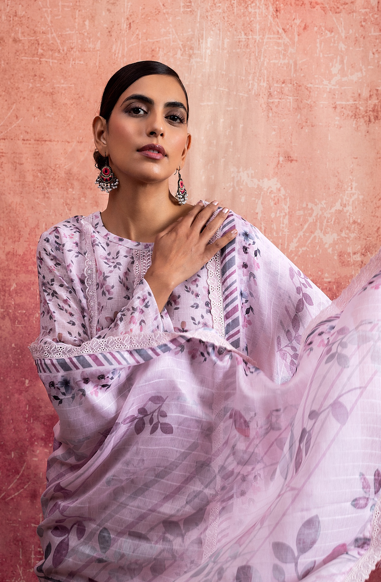 Baby Pink Linen Exclusive Unstitched Salwar Kameez with Dupatta - WHI2137B