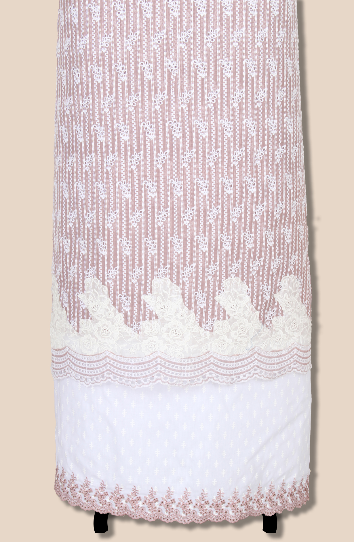 Mauve Exclusive Kota Chikankari Embroidered Suit with Chiffon Dupatta - WOONS069A