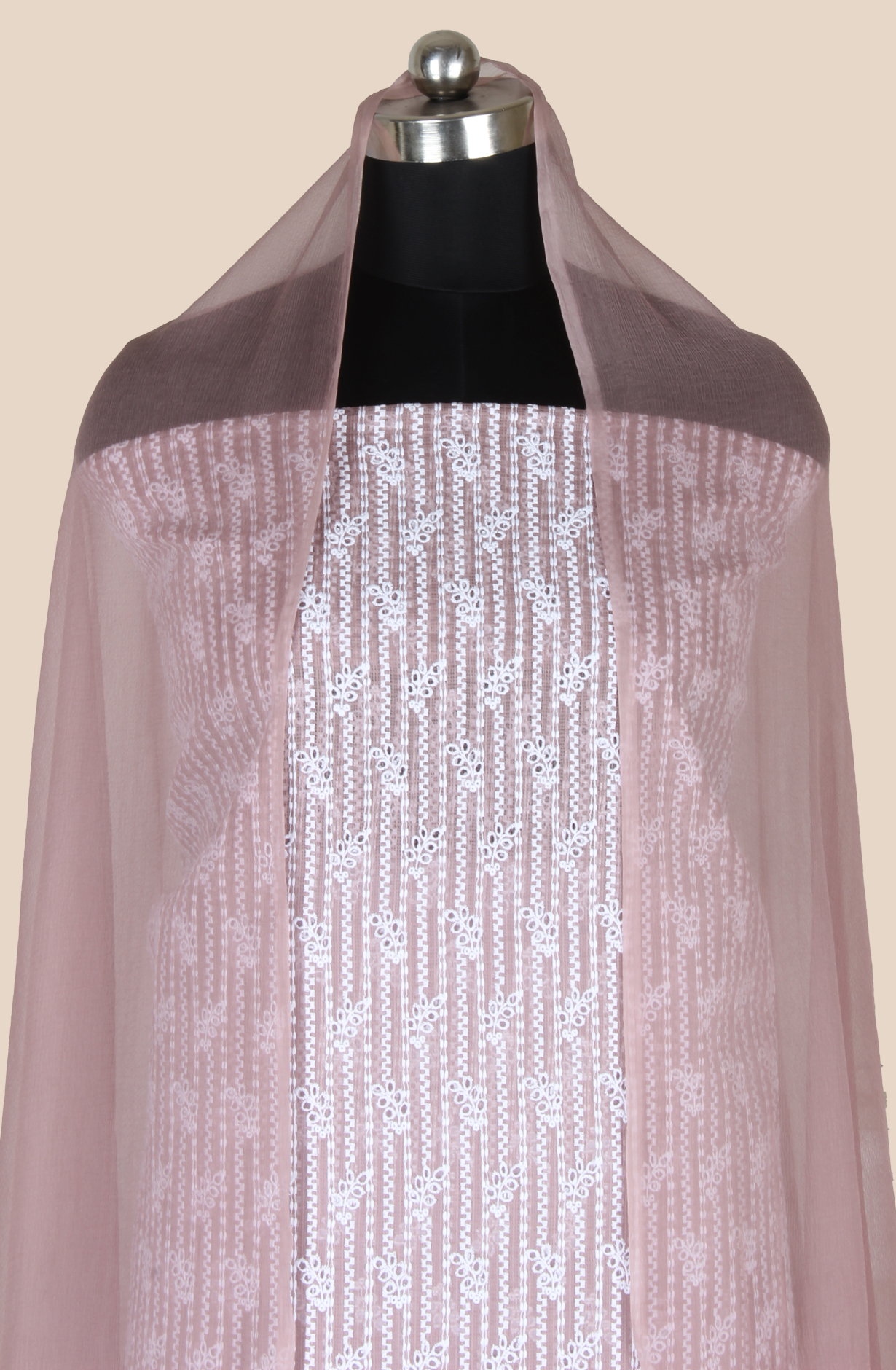 Mauve Exclusive Kota Chikankari Embroidered Suit with Chiffon Dupatta - WOONS069A